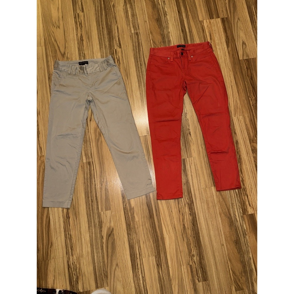 Banana Republic Y2K Women's 2 Pants Lot Sateen Crop Khaki Denim Slim Cal Jeans